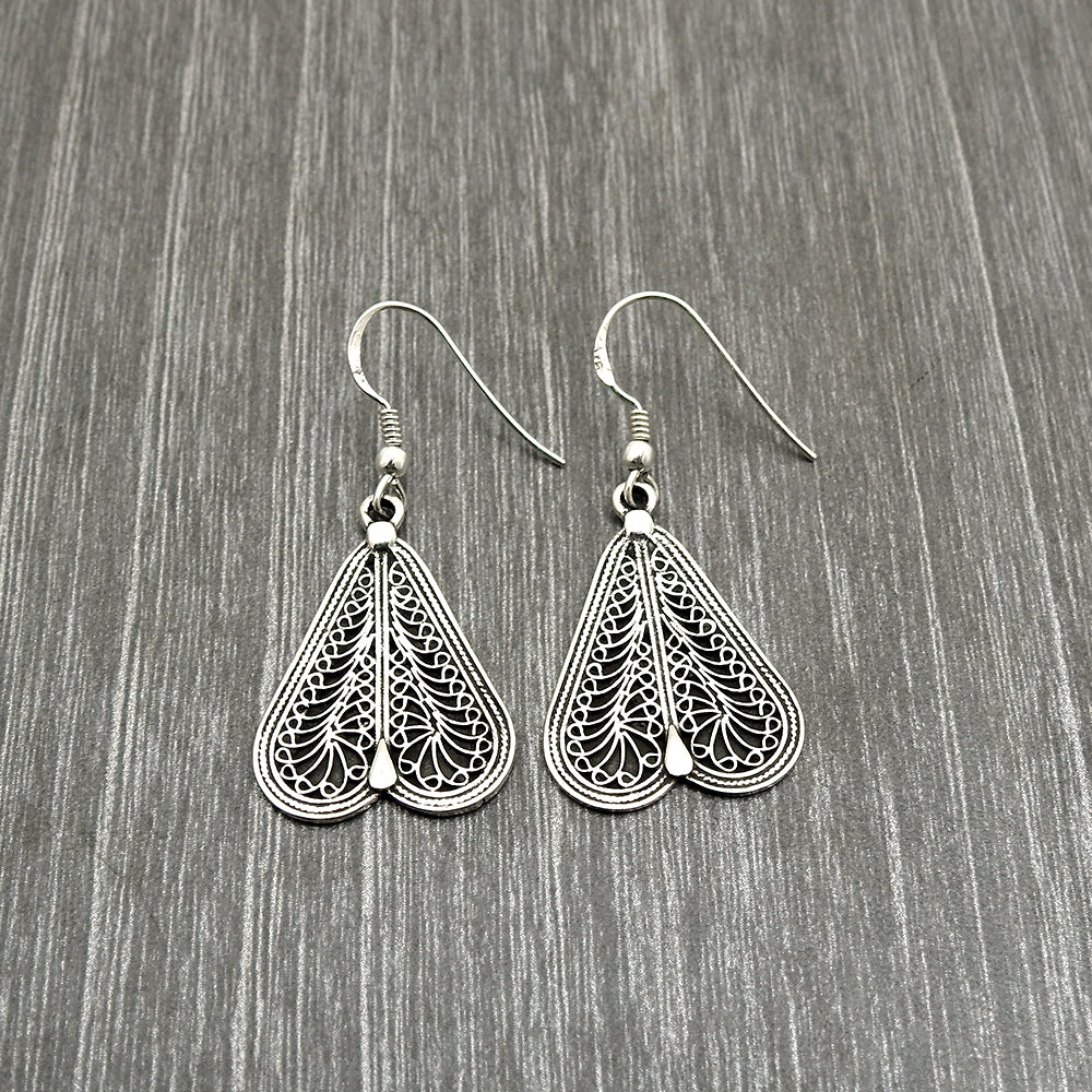 925 Sterling Silver Handcrafted Heart Earrings Jewelry