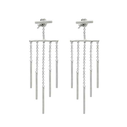 925 Solid Sterling Silver Hanging Sticks Dangle Earrings