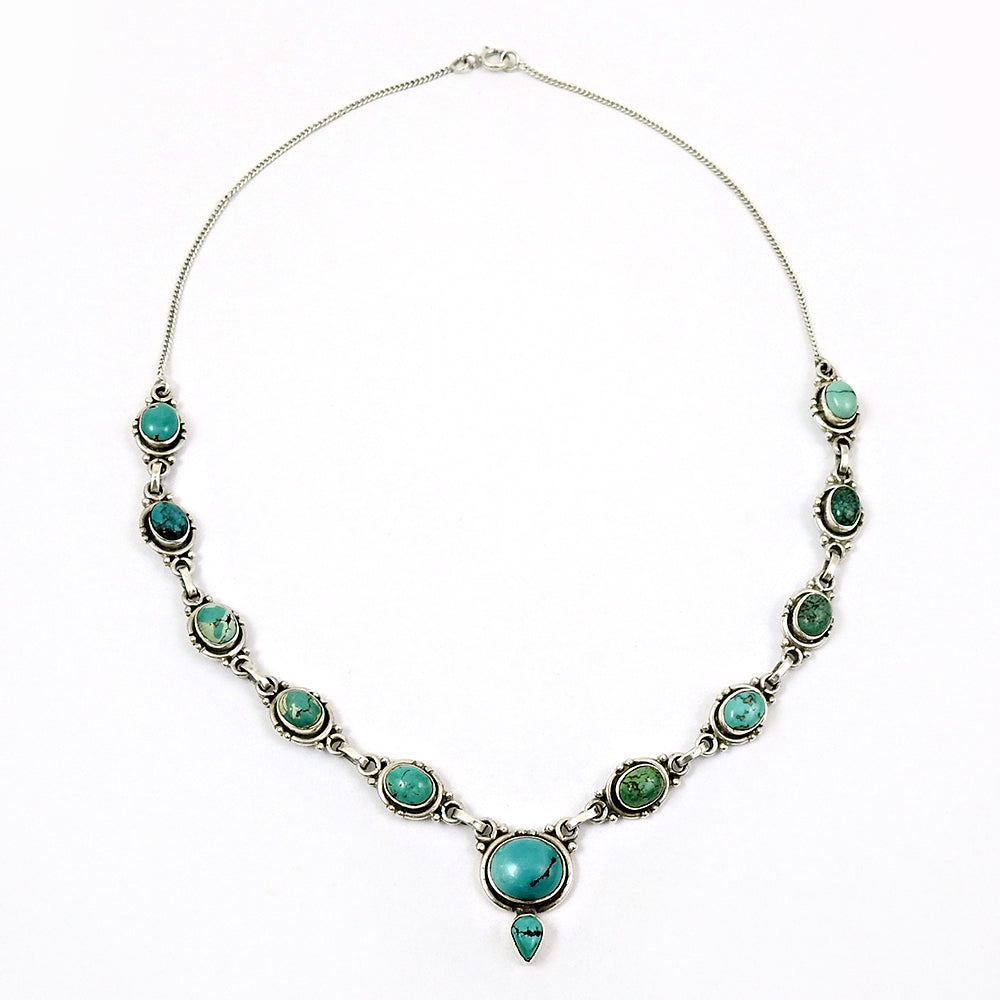 925 Silver Turquoise Gemstone Handcrafted Statement Necklace