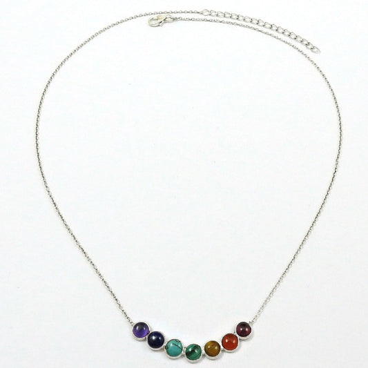 Round Lapis Lazuli Chakra Mother Cluster December Necklace 925 Sterling Silver