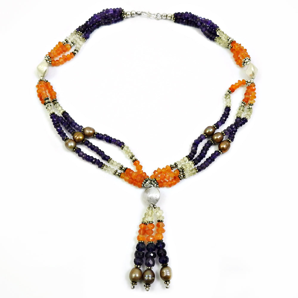 925 Silver Beaded Necklace Women Jewelry