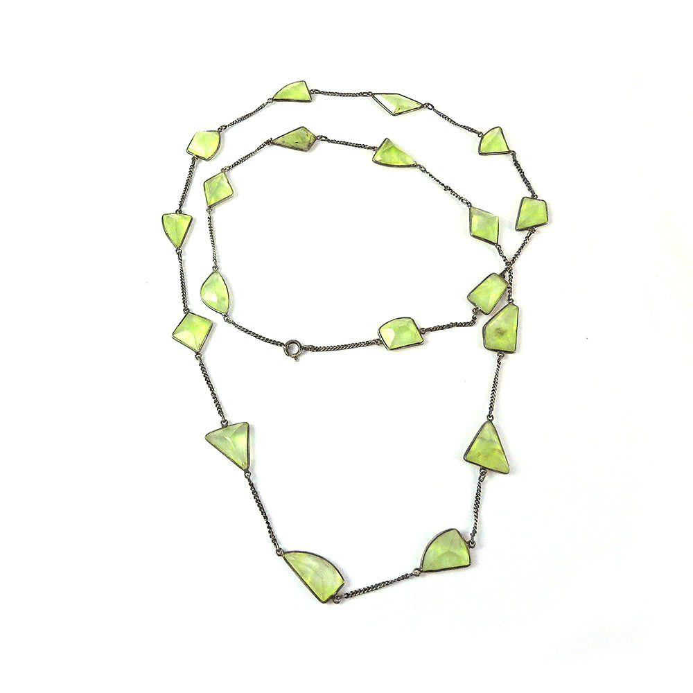 Gift For Her Natural Prehnite Cluster Bohemian Necklace 925 Silver O82