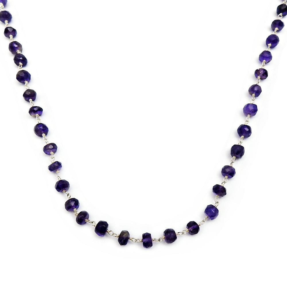 925 Sterling Silver Natural Amethyst Wedding Cluster Art Deco Bohemian Necklace