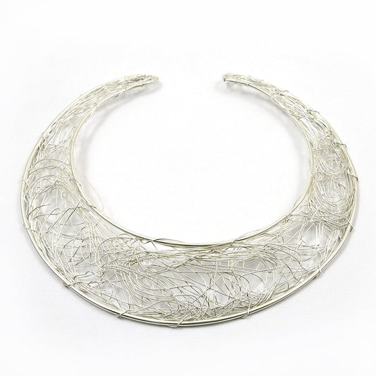 Solid 925 Sterling Silver Wire Wrapped Necklace Classic Jewelry