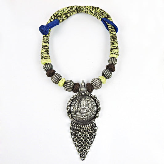 Lord Ganesha Necklace Indian Jewelry 925 Solid Sterling Silver