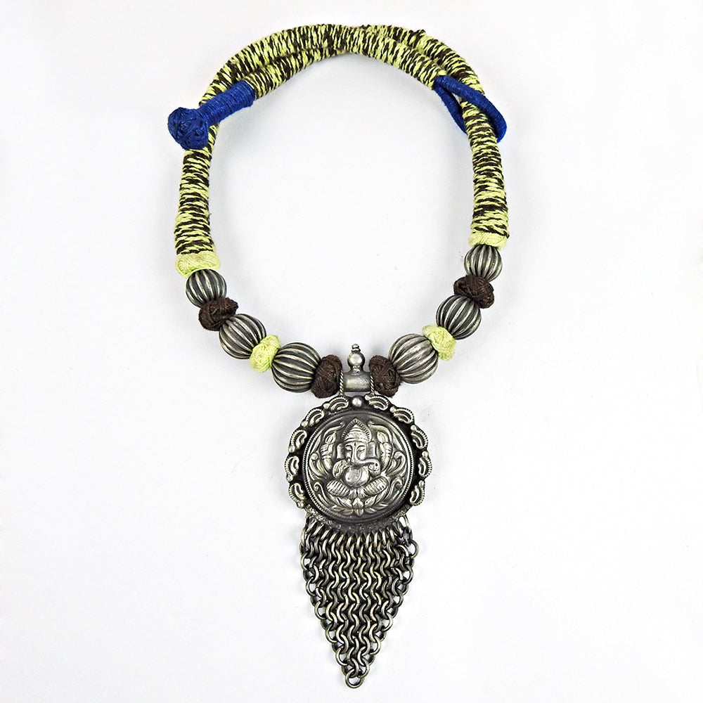 Lord Ganesha Necklace Indian Jewelry 925 Solid Sterling Silver