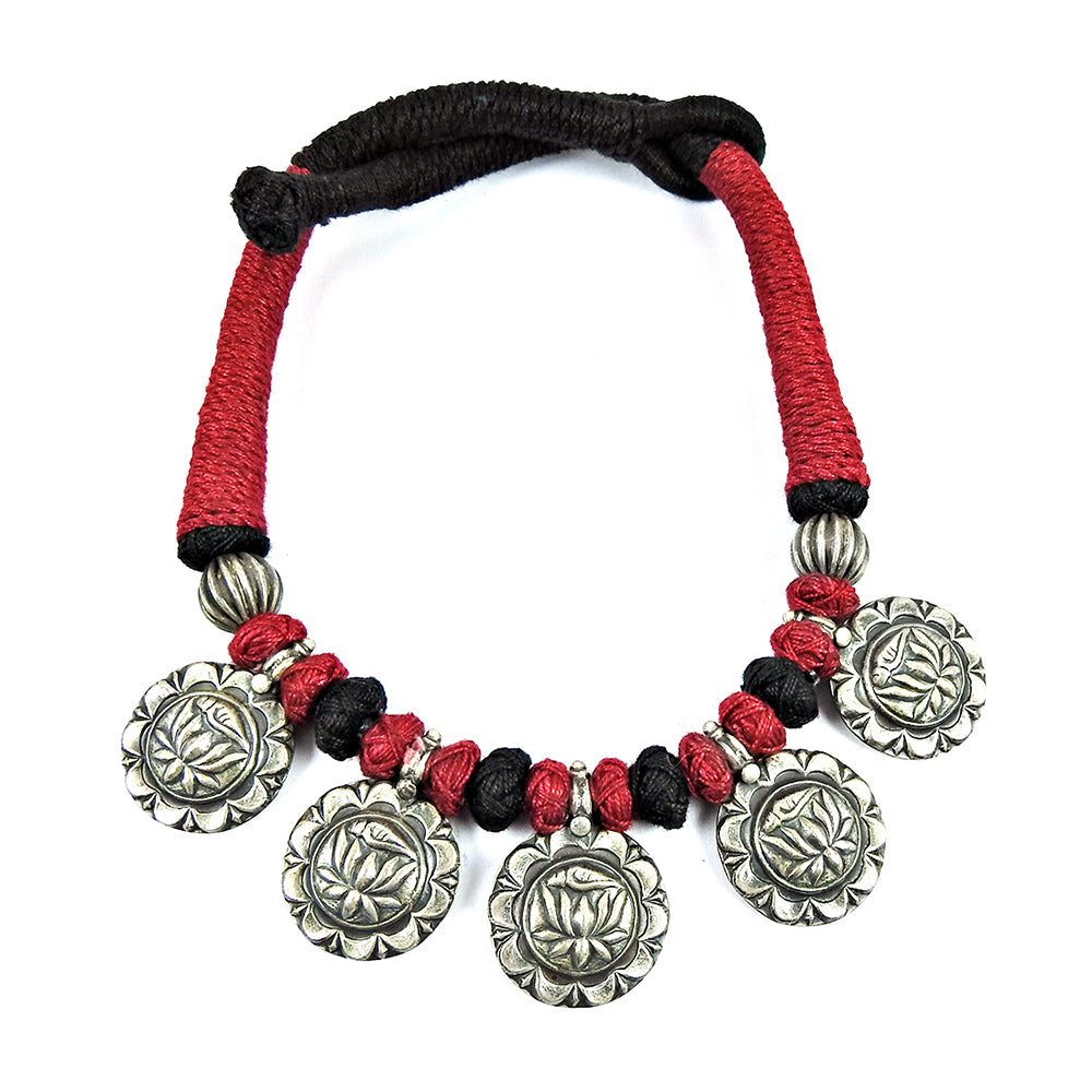 925 Sterling Silver Handcrafted Jewelry Cluster Thread Necklace