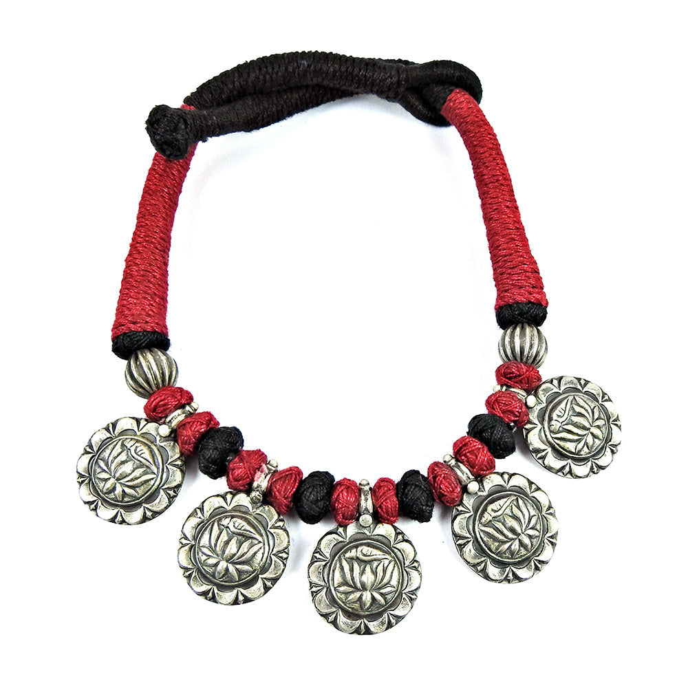 925 Sterling Silver Handcrafted Jewelry Cluster Thread Necklace