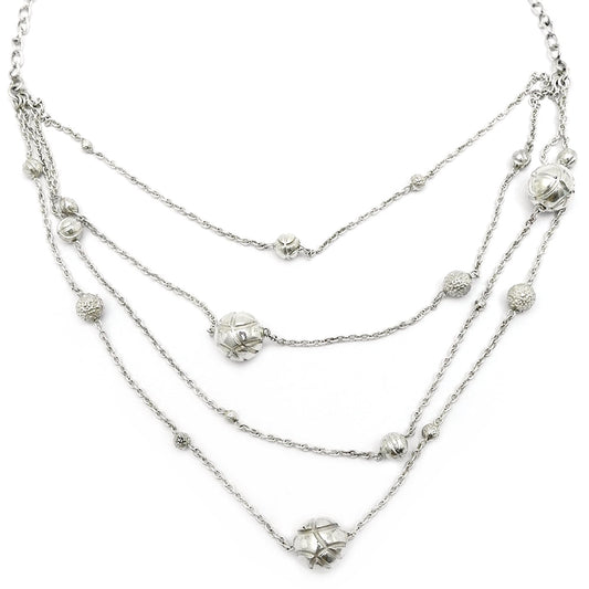 Solid 925 Silver Beads Chain Necklace