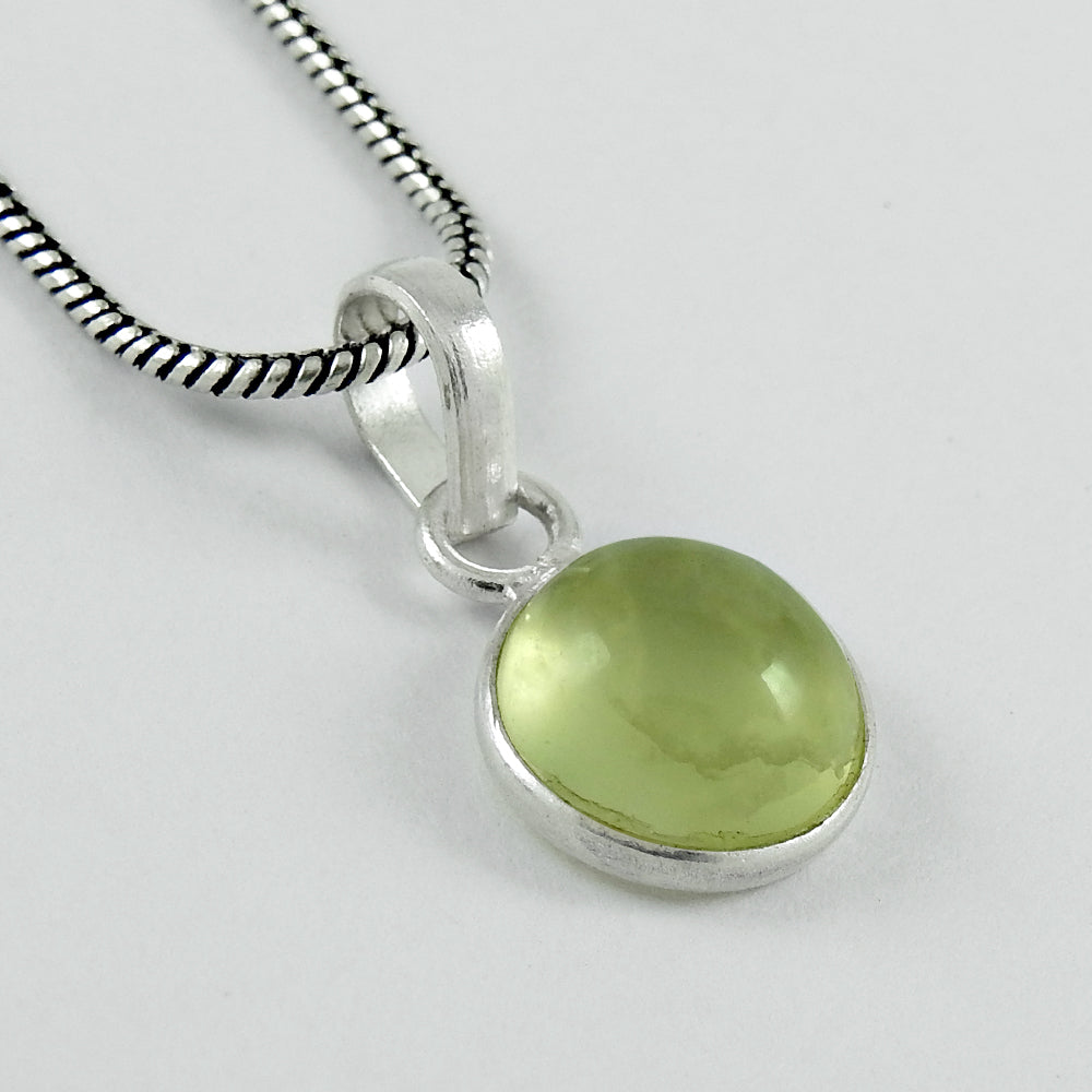 Natural Prehnite 925 Sterling Silver Bohemian Sisters Gift Mother Bezel Pendant
