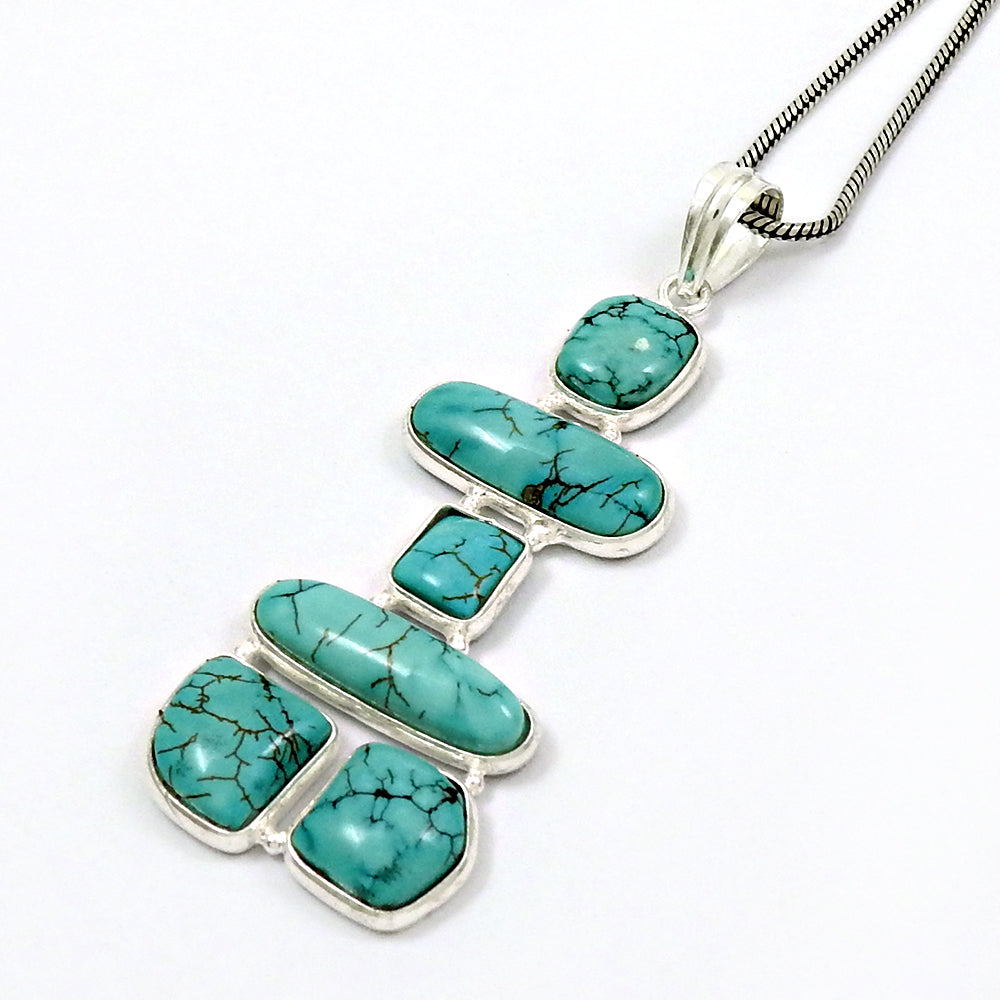 Gift For Women Pendant Inukshuk 925 Silver Natural Turquoise Gemstone H43