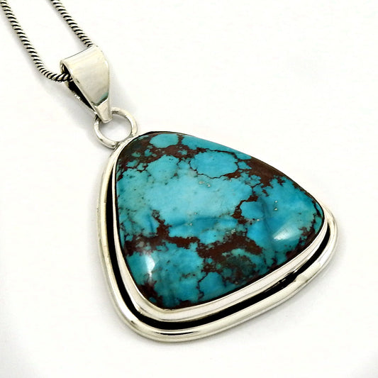 925 Sterling Silver Natural Turquoise December Birth Bohemian Daughter Pendant