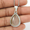 Rose Quartz Gemstone Ethnic Daughter Bezel Handmade Pendant 925 Sterling Silver