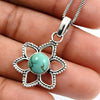 Turquoise Gemstone Sister Flower Ethnic Bezel December Pendant 925 Solid Silver