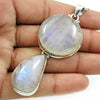 925 Solid Silver Natural Rainbow Moonstone Artisan Trendy Tribal Mother Pendant