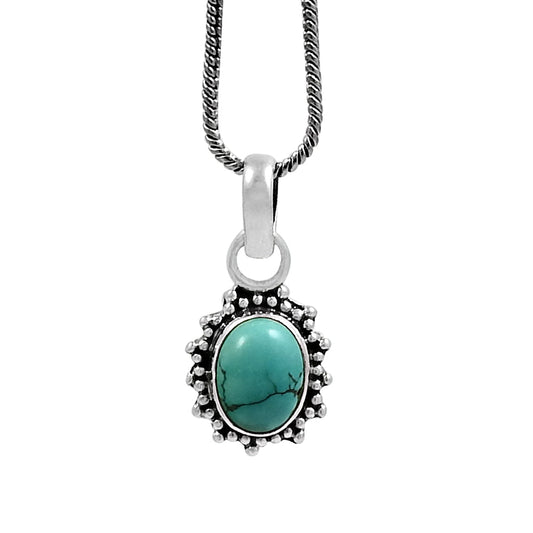 Natural Turquoise Gemstone 925 Sterling Silver Pendant Vintage For Girls I88
