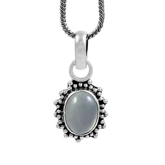 Birthday Gift 925 Sterling Silver Natural Chalcedony Gemstone Pendant Boho Z9