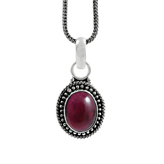 Natural Garnet Vintage Wife Best Sisters Gift January Pendant 925 Solid Silver