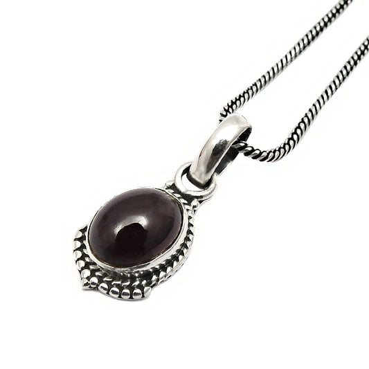 Natural Garnet Elegant Artisan Bezel Birthday Wedding Pendant 925 Solid Silver