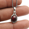 Natural Garnet Elegant Artisan Bezel Birthday Wedding Pendant 925 Solid Silver