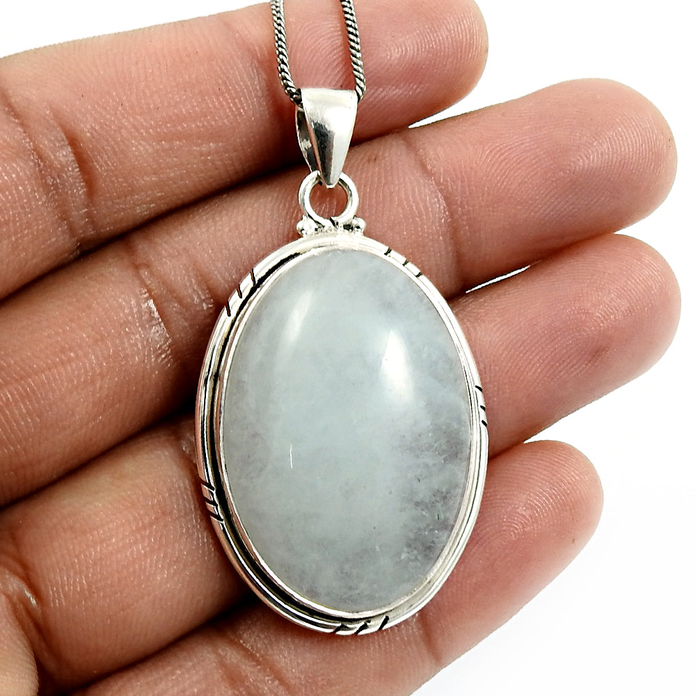 Birthday Gift Pendant Boho 925 Sterling Silver Natural Aquamarine Gemstone B31