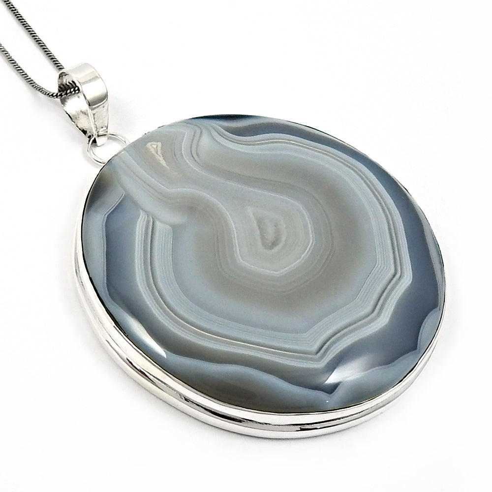 Birthday Gift Pendant Ethnic 925 Silver Natural Striped Onyx Gemstone D31