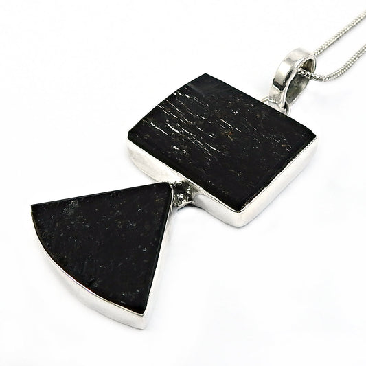 Birthday Gift Pendant Healing Power 925 Silver Natural Black Tourmaline A40