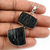 Black Tourmaline Stone Bezel Boho Healing Power Unique Pendant 925 Solid Silver
