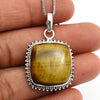 Anniversary Gift For Her Natural Tiger Eye Pendant Ethnic 925 Silver W47