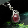 January Birth Garnet Stone 925 Solid Silver Ethnic Wedding Leaf Daughter Pendant