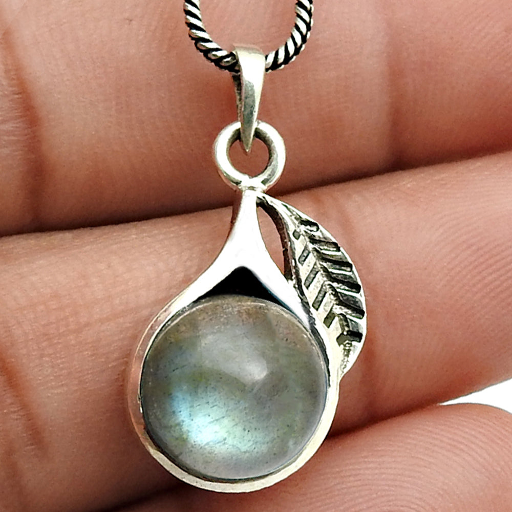Labradorite Stone Sterling Silver Wife Anniversary Wedding Daughters Day Pendant