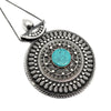Gift For Her Natural Blue Turquoise Gemstone Oxidized 925 Silver Turkish Pendant