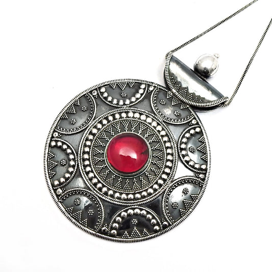 Gift For Her Pink Glass Solid 925 Sterling Oxidized Silver Artisan Pendant