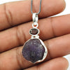 Cabochon Amethyst 925 Silver Daughters Day Mother Rough Stone Pendant Jewelry