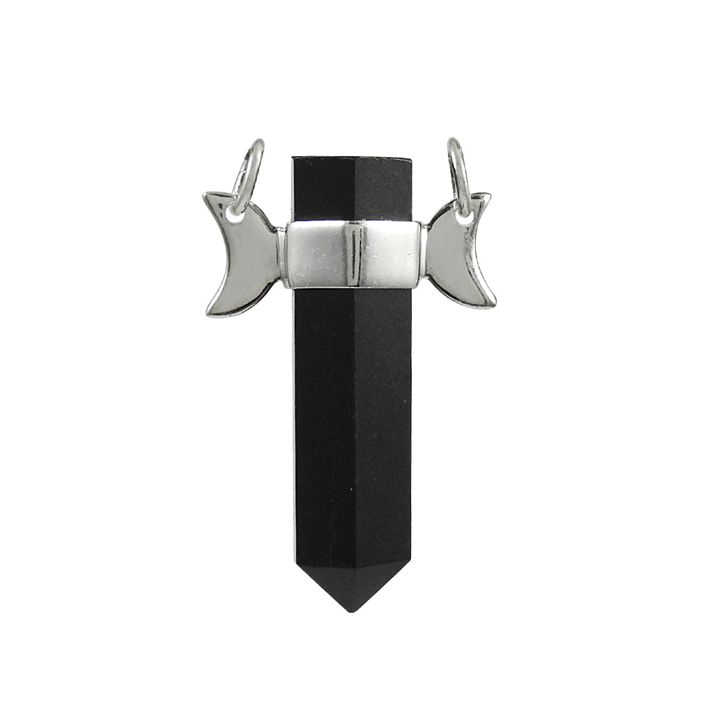 Natural Black Onyx 925 Sterling Silver Anniversary Pencil Elegant Boho Pendant