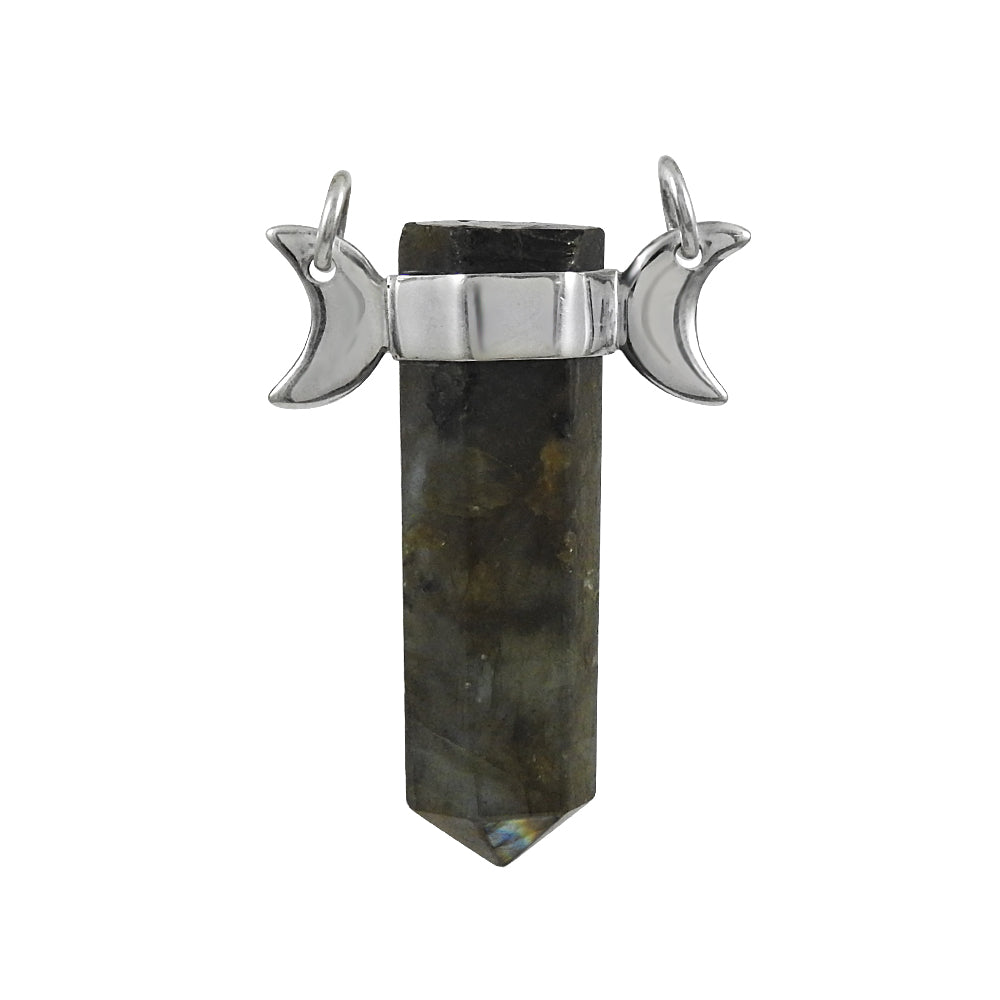 Natural Labradorite Gemstone Pendant Vintage Blue 925 Sterling Silver G13