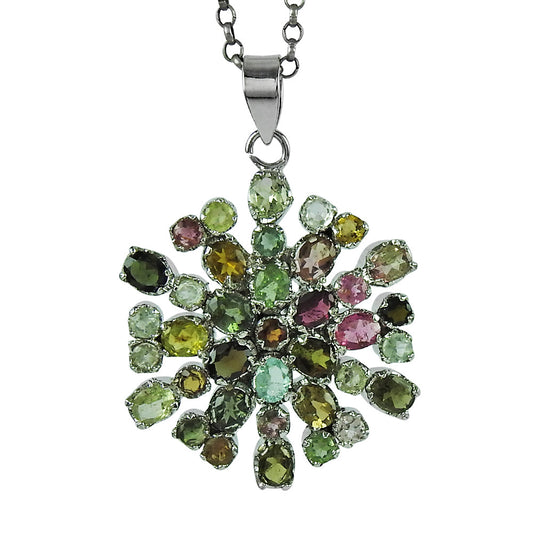 Natural Tourmaline Gemstone 925 Sterling Silver Pendant Tribal For Girls Z13