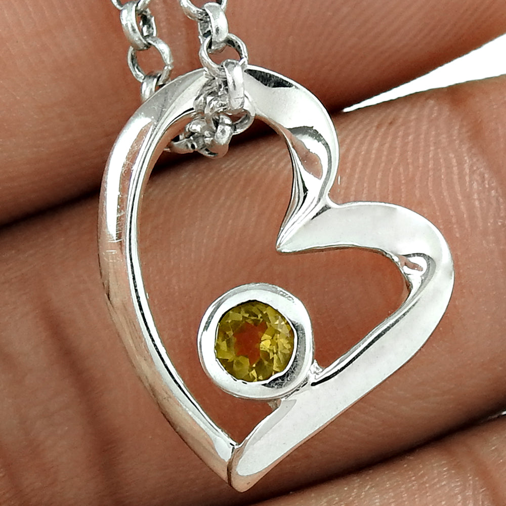 Natural Citrine Gemstone Pendant Boho 925 Sterling Silver Jewelry For Girls B53