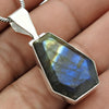 Natural Labradorite Gemstone 925 Sterling Silver Pendant Coffin For Women Y14