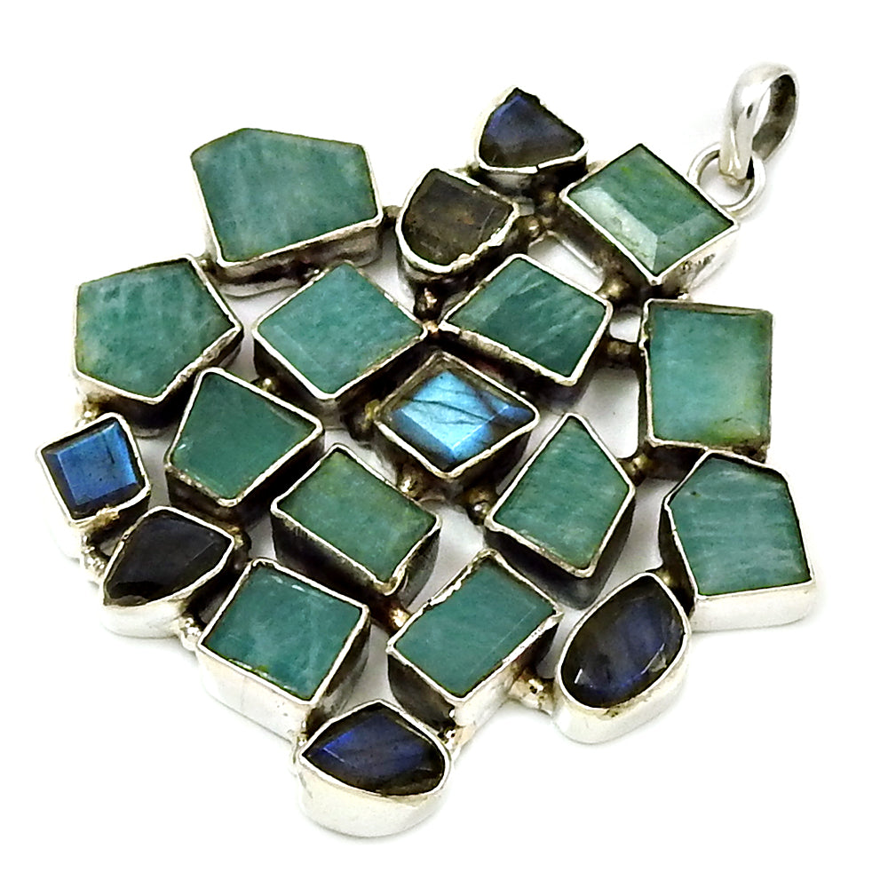 Natural Aquamarine Gemstone 925 Sterling Silver Pendant Ethnic For Women B15