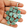 Birthday Gift Natural Aquamarine Gemstone Pendant Boho 925 Silver D15
