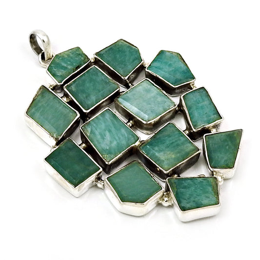 Birthday Gift Natural Aquamarine Gemstone Pendant Boho 925 Silver D15