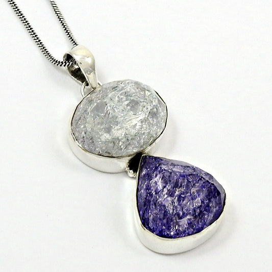 Gift For Her Natural Snake Rutile 925 Sterling Silver Chunky Hippie Pendant A5