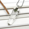 925 Silver Natural Moldavite Pencil Crystal Pendant Jewelry