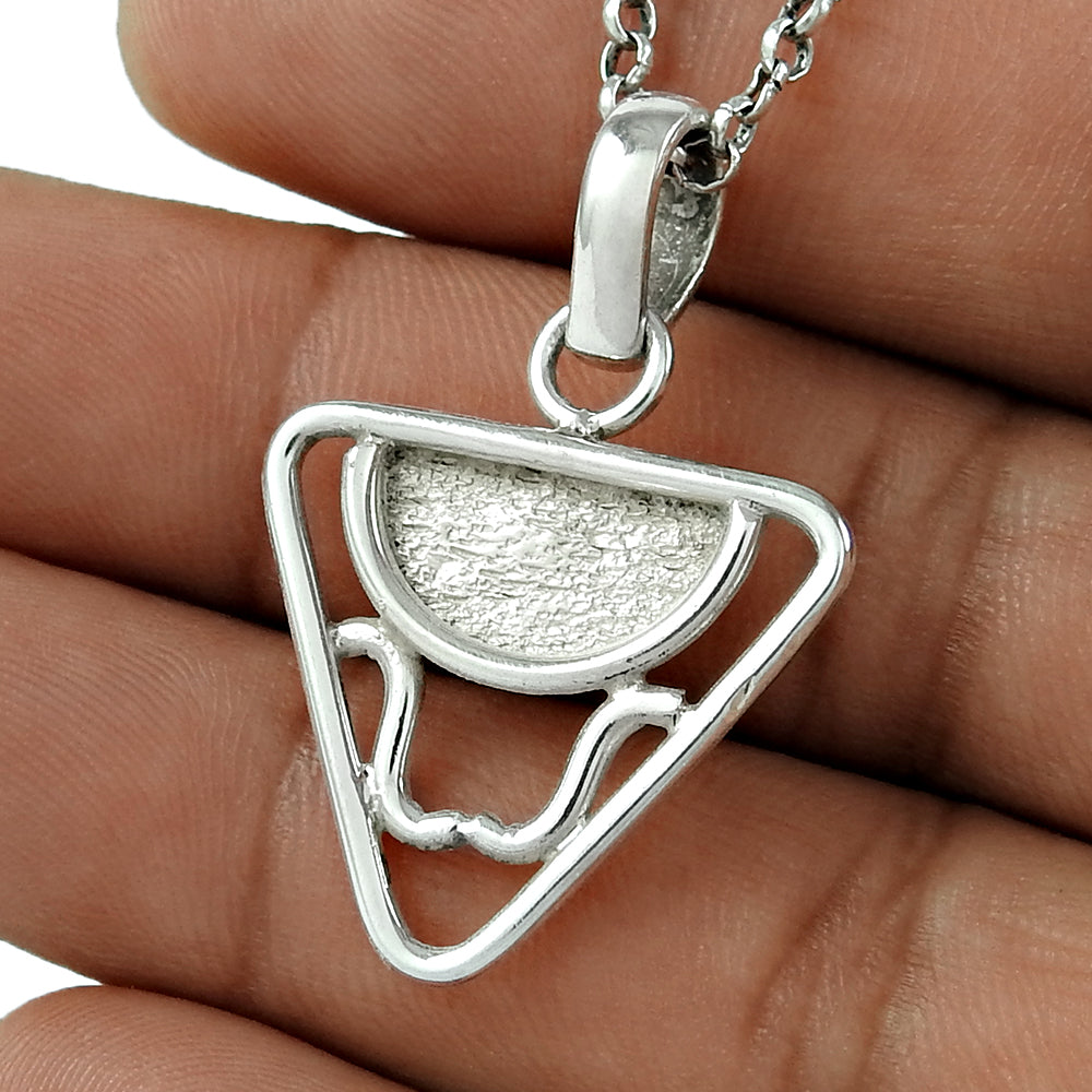 925 Solid Sterling Silver Triangle Pendant