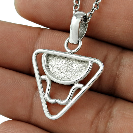 925 Solid Sterling Silver Triangle Pendant