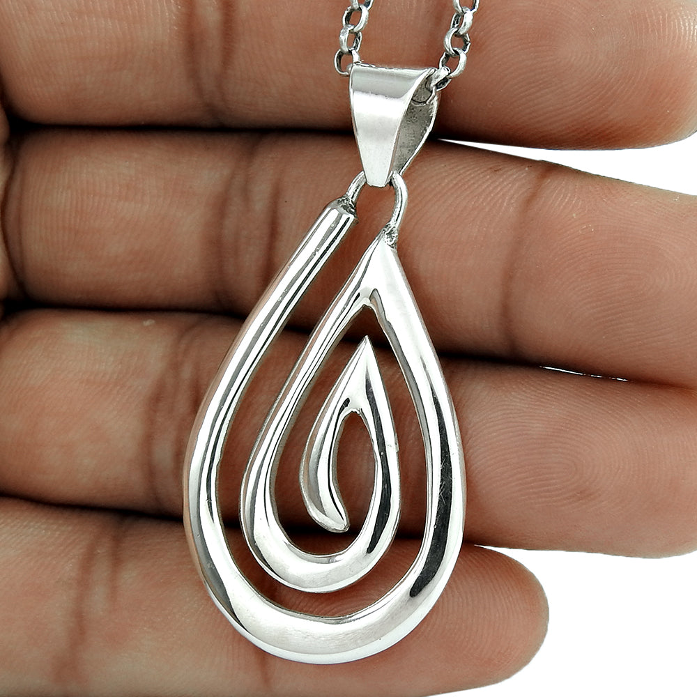 925 Solid Sterling Silver Teardrop Pendant