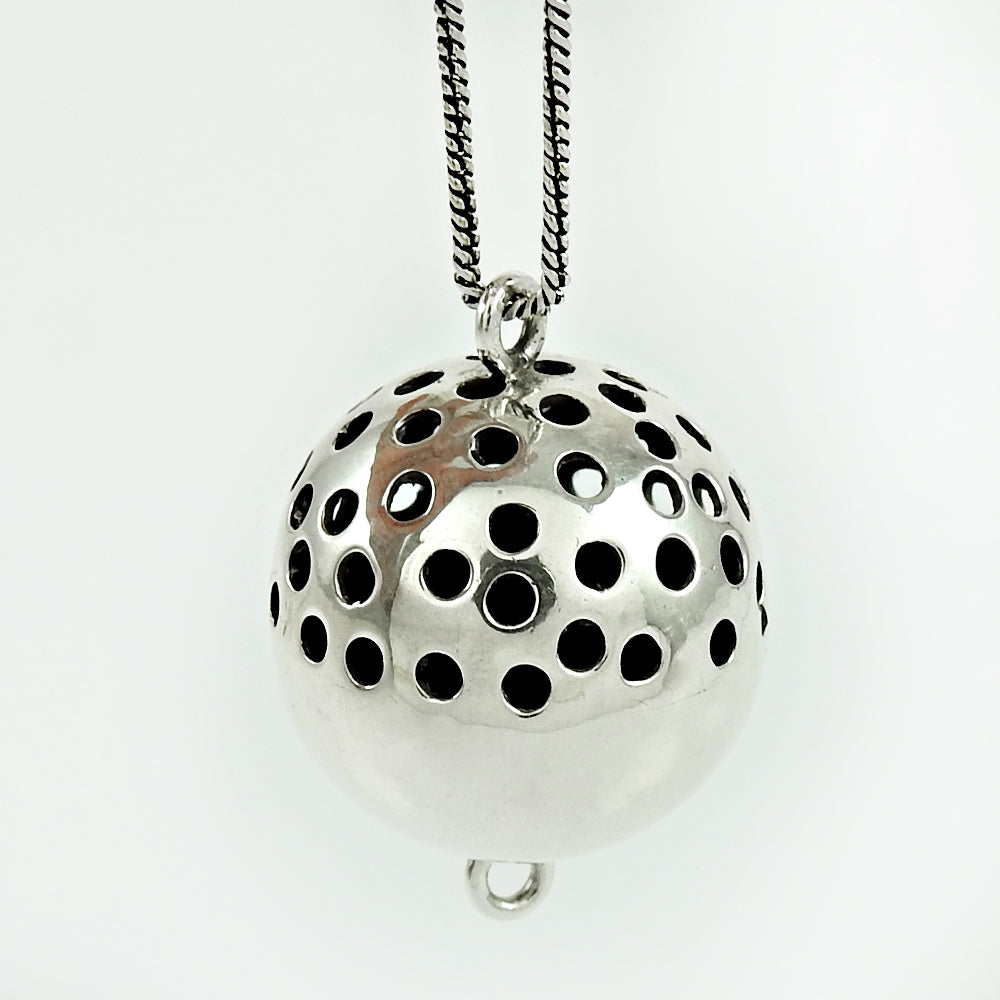 925 Sterling Silver Hollow Ball Pendant Jewelry