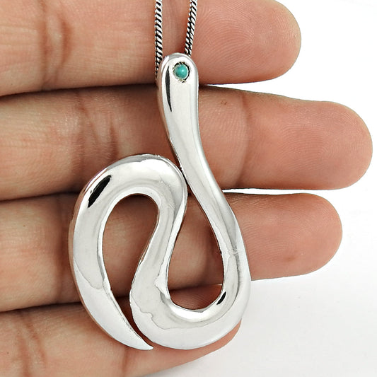 925 Sterling Silver Snake Pendant Handmade Jewelry