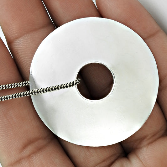 925 Solid Sterling Silver Round Pendant